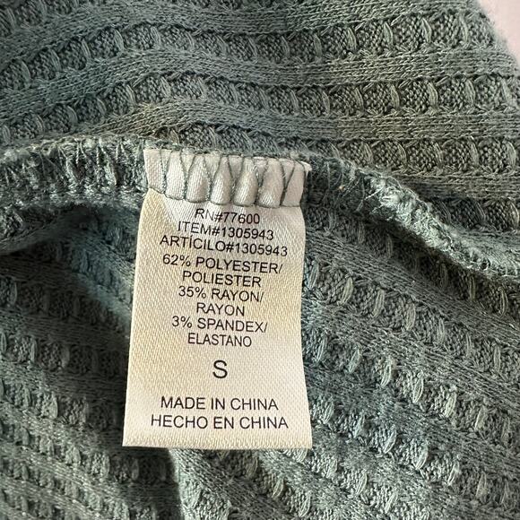 Chaser Winter Pine Teal Blue Thermal Waffle Knit Henley Pullover Women's Small - Picture 8 of 8